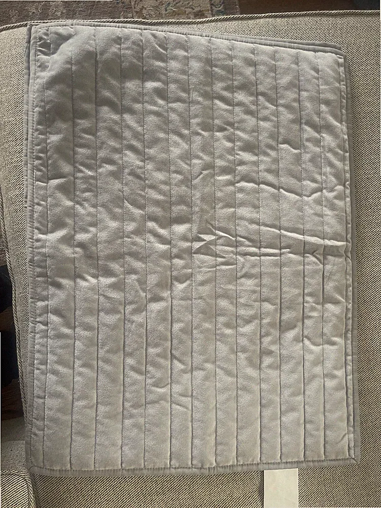 1 Pair Of Grey Velour Queen Size Pillow Shams NEW!