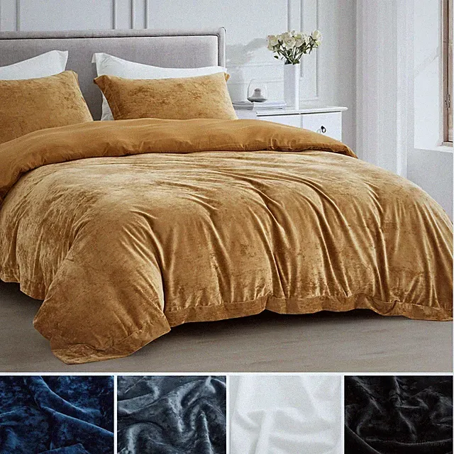 Chezmoi Collection Piers 3-Piece Luxurious Distressed Velvet Duvet Cover Set