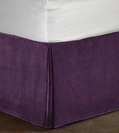 Cotton Velvet Bed Skirt-Bed Valance-No Pins Required-Box Pleated-Durable & Stiff