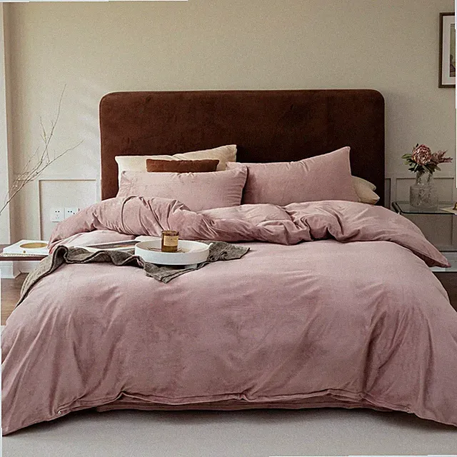 Cottonight Pink Velvet Comforter Set Cal King, Dusty Pink Flannel Bedding Soft