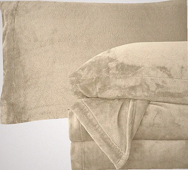 Cream Velvet Flannel Sheet Set - Luxuriously Soft, Deep Pocket, Cal King