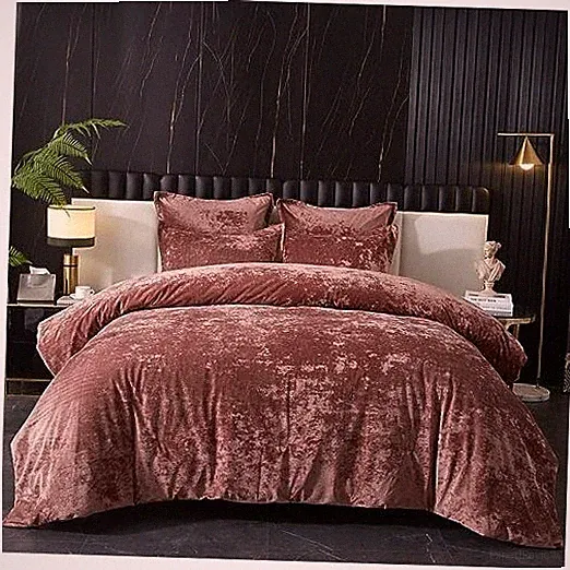 Crushed Velvet Comforter Set Lightweight Comforter Set, 5pcs King Blush Pink