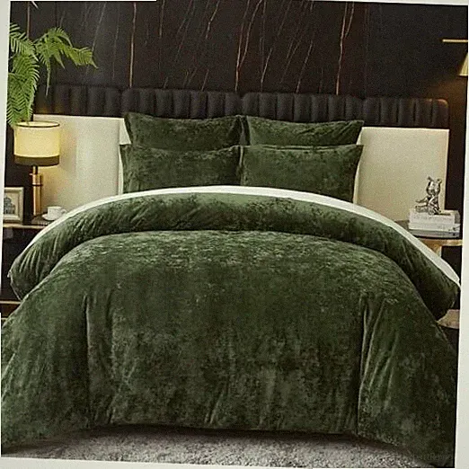 Crushed Velvet Comforter Set Queen Comforter Set 5pcs Ultra 5Pcs-Queen Green