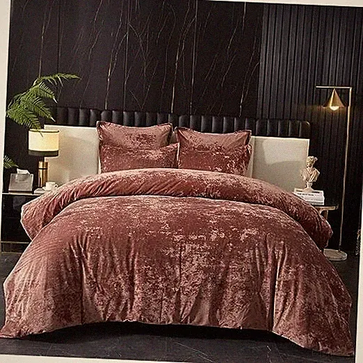 Crushed Velvet Comforter Set,Set, 5pcs Ultra SoftPink Luxury Queen Blush Pink