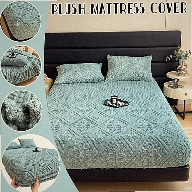 Jacquard Velvet Mattress Cover Bed Cover Stretch Fitted Sheet Mattress Protector