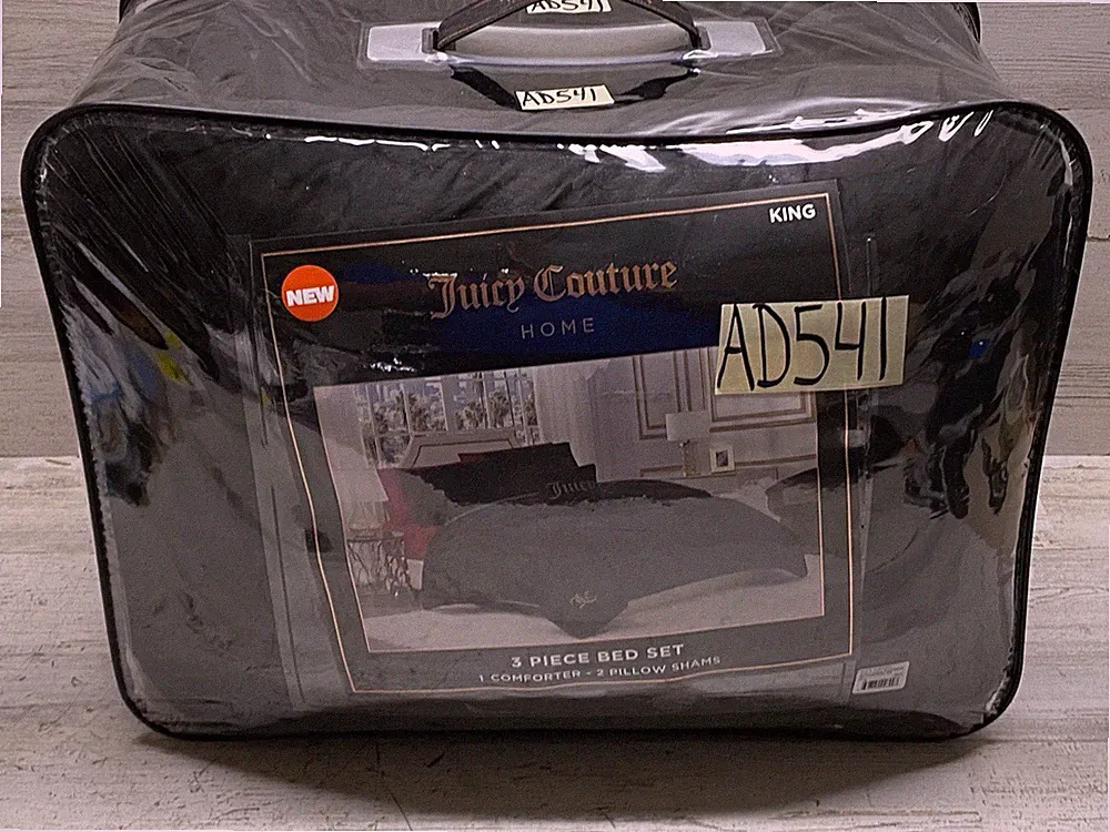 Juicy Couture Velour Full / Queen Comforter Set 3-Pc Black New