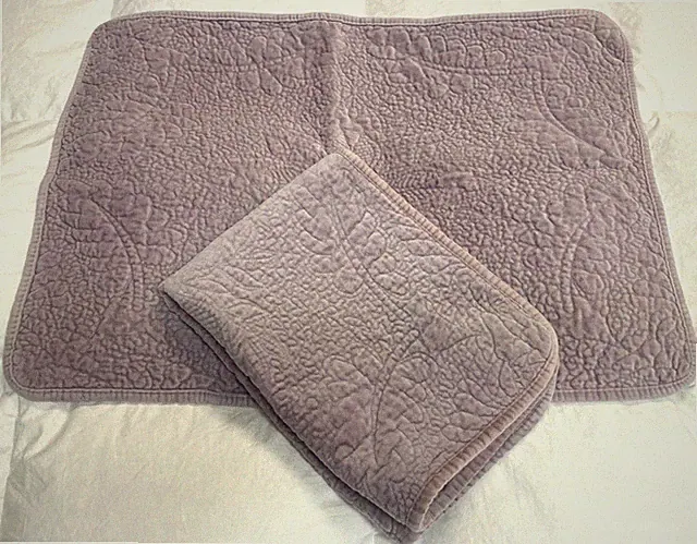 Lavender Velvet Velour Quilted Pillow Shams Leafy Floral (2) Standard 18" x 26"