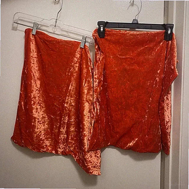 Lot Set Of 2 Deconovo Orange Crushed Velvet Velour 21” Square Pillowcases Sham