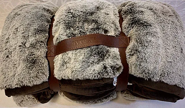 MON CHATEAU ~ Luxury Collection Faux Fur Throw Blanket MOCHA Plush Velour