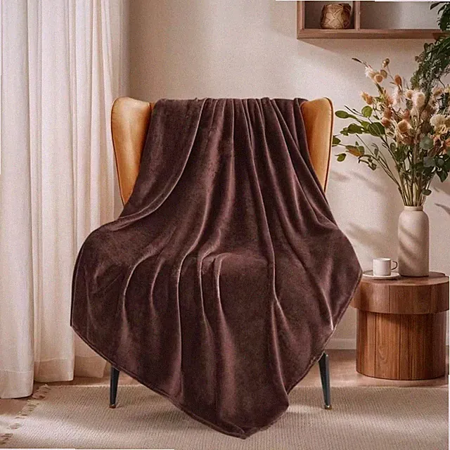 Plush Velvet Throw Blanket 66x90 Large Soft Warm Microplush Brown
