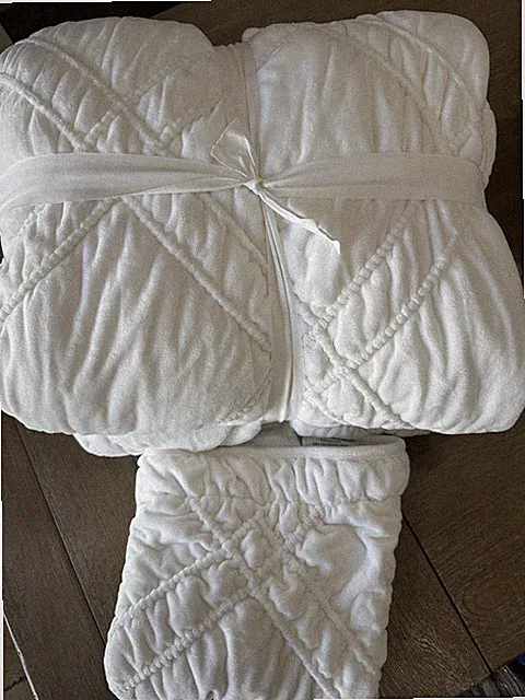 Pottery Barn Teen Recycled Ruched diamond Velour Twin Quilt Standard Sham white