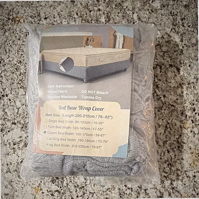 Queen Size Gray Velvet Bed Skirt Wrap Cover Machine Washable