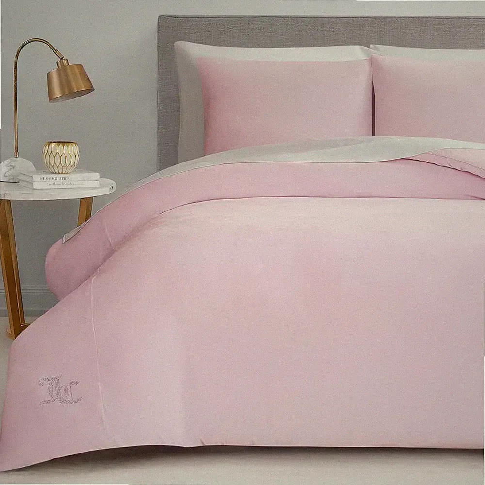 Solid Velour 3-Piece Marshmallow Pink Solid Color Microfiber King Comforter Set
