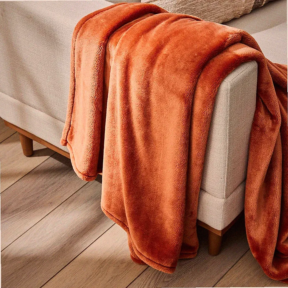 Solid Velvet Plush Soft Fleece Throw Blanket, Oversized, Copper Pipe