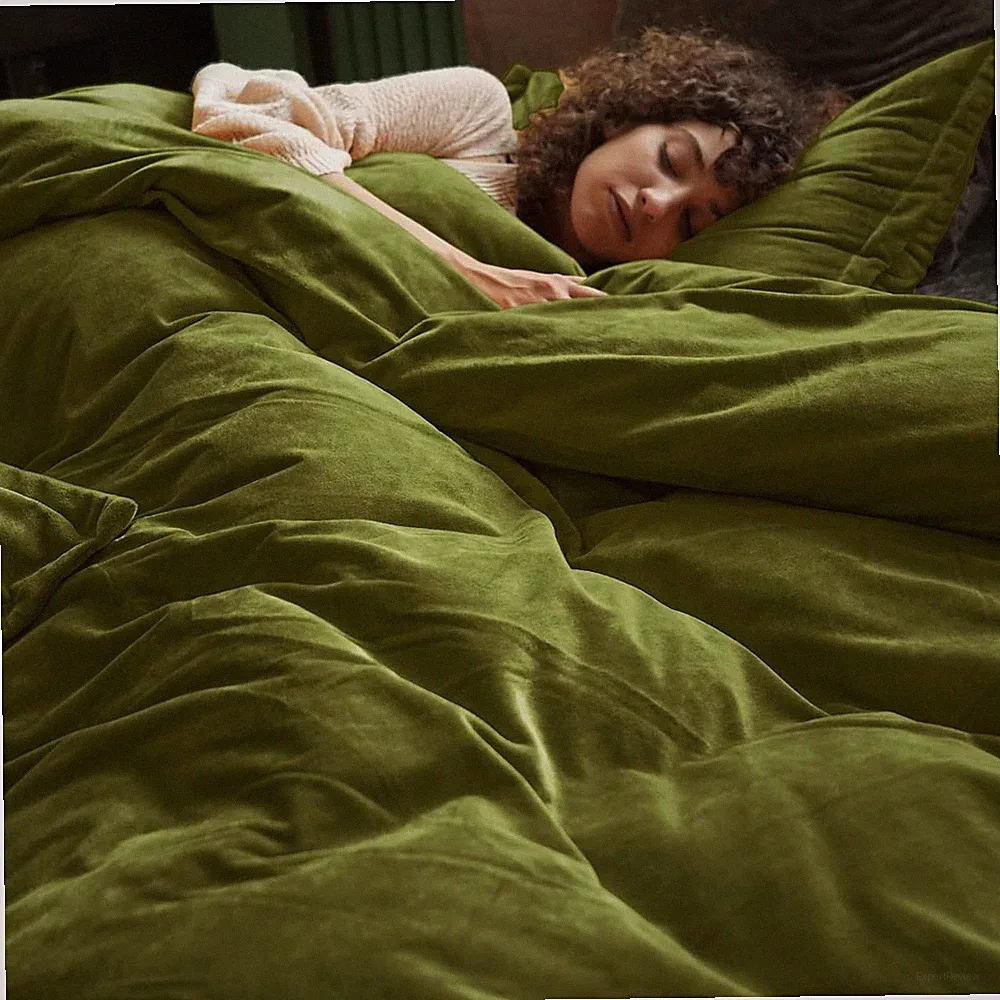 Super Soft Velvet Duvet Cover Queen Size, 3pcs Luxurious Breathable Velour