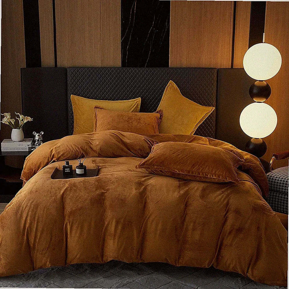 Super Soft Velvet Duvet Cover Queen Size3pcs Luxurious Breathable Velour Fluffy