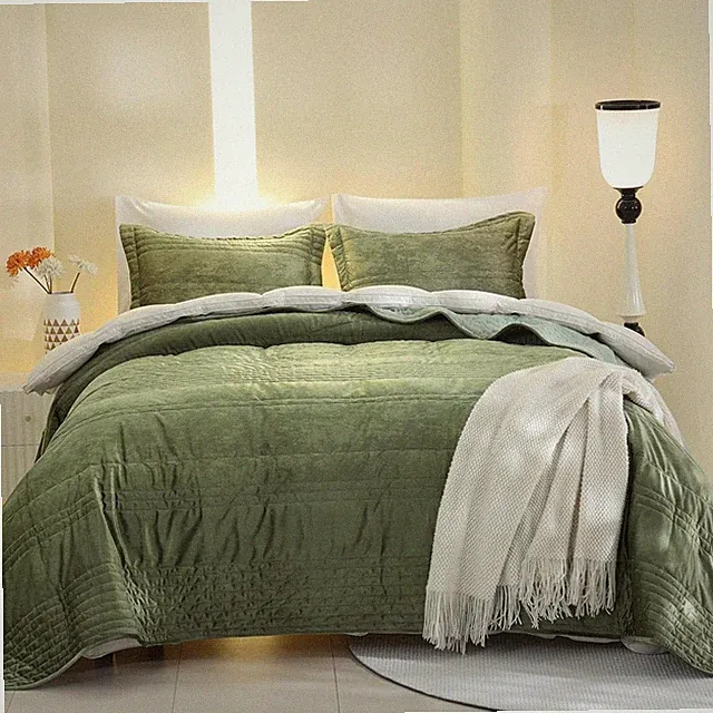 Velvet California King Size Quilt Oversized California Comforter Set (120”*120”)