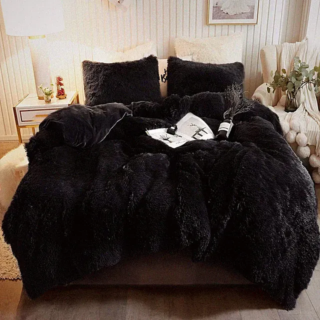 XeGe Plush Shaggy Duvet Cover Set Luxury Ultra Soft Crystal Velvet Bedding Sets